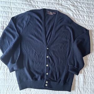 Vintage 80s Men's Navy Blue Cardigan Sweater #academia